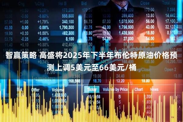 智赢策略 高盛将2025年下半年布伦特原油价格预测上调5美元至66美元/桶